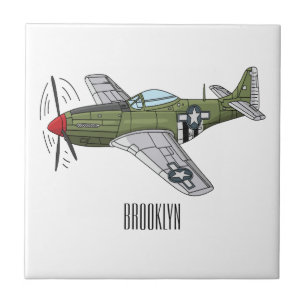 Military plane cartoon illustration ceramic tile