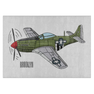 Military plane cartoon illustration cutting board