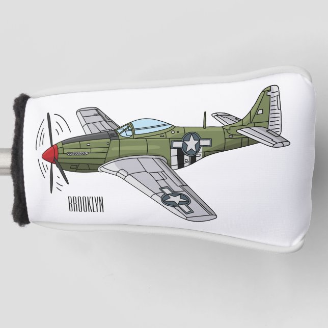 Military plane cartoon illustration golf head cover (Front)