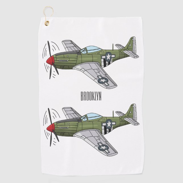 Military plane cartoon illustration golf towel (Front)