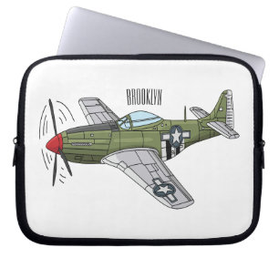 Military plane cartoon illustration laptop sleeve