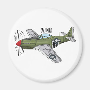 Military plane cartoon illustration magnet