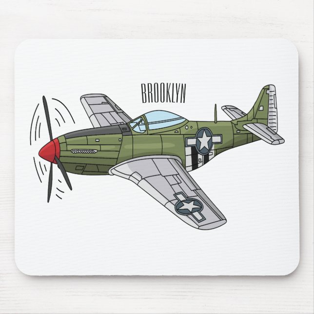Military plane cartoon illustration mouse pad (Front)