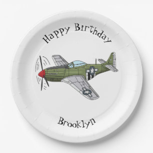 Military plane cartoon illustration paper plate