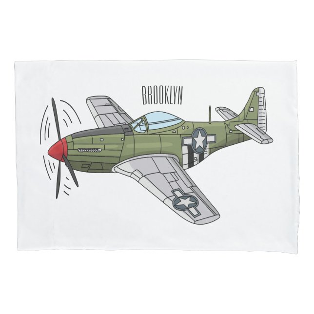 Military plane cartoon illustration pillowcase (Front)