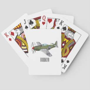Military plane cartoon illustration playing cards