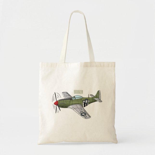 Military plane cartoon illustration tote bag (Front)