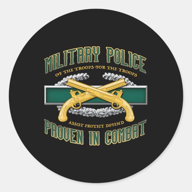 Military Police Proven In Combat Classic Round Sticker (Front)
