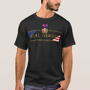 Military Purple Heart Real Heroes Wear Purple  T-Shirt