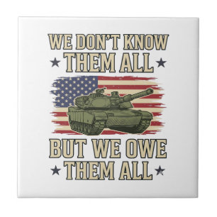 Military Remembrance Tank Patriotic Shirt Design_1 Ceramic Tile