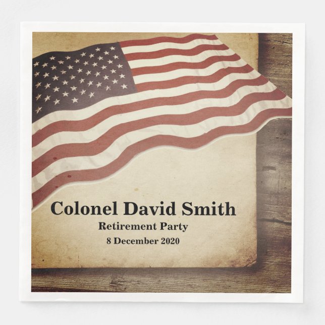 Military Retirement, Army,  Cocktail Paper Napkins (Front)