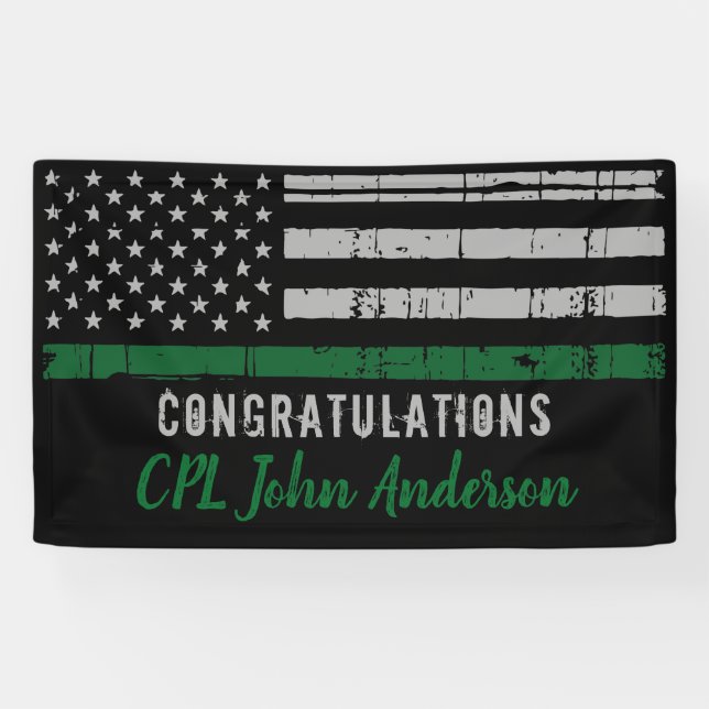 Military Retirement Army Thin Green Line Banner (Horizontal)