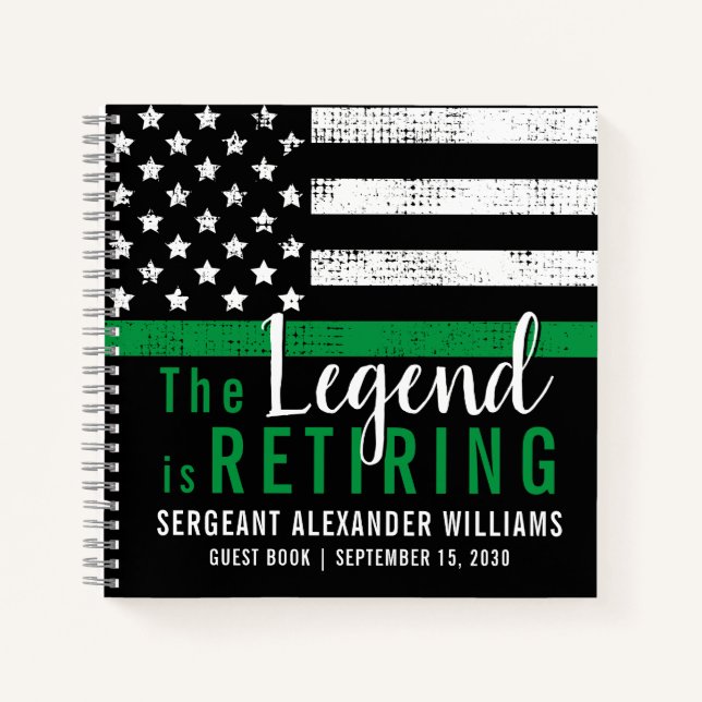 Military Retirement Green Flag Army Guest Book (Front)