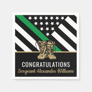 Military Retirement Green Line Flag Army Patriotic Napkin