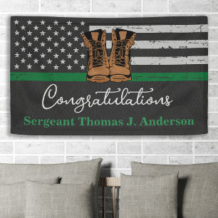 Military Retirement Leather Thin Green Line Army Banner