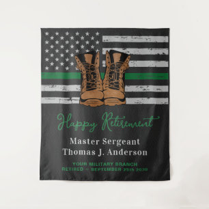 Military Retirement Leather Thin Green Line Army Tapestry