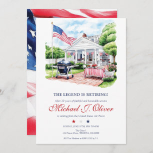 Military Retirement Patriotic Backyard Celebration Invitation