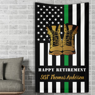 Military Retirement Personalised Thin Green Line  Banner