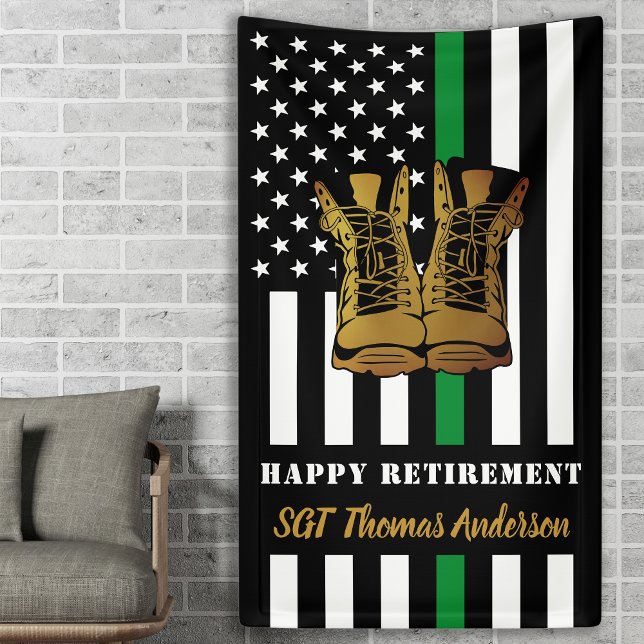 Military Retirement Personalised Thin Green Line  Banner (Creator Uploaded)