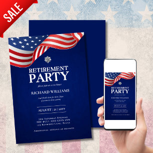 MILITARY RETIREMENT Silver Oak Leaf Major US FLAG Invitation
