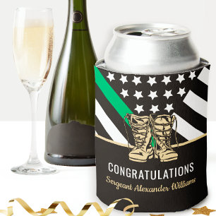 Military Retirement Thin Green Line Flag Army Can Cooler