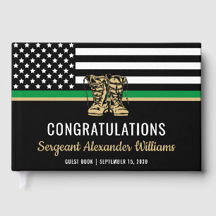 Military Retirement Thin Green Line Flag Army Guest Book