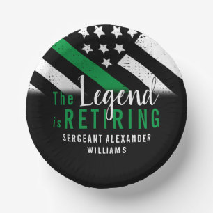 Military Retirement Thin Green Line Flag Army Paper Plate