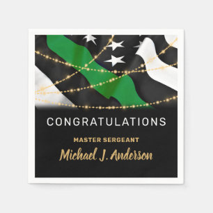 Military Retirement Thin Green Line Party  Napkin