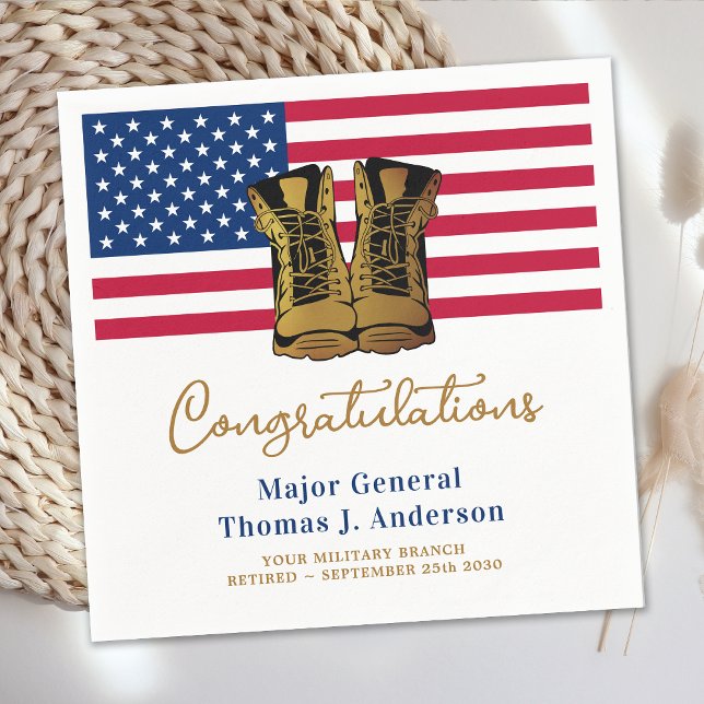 Military Retirement USA American Flag Army Party  Napkin (Creator Uploaded)