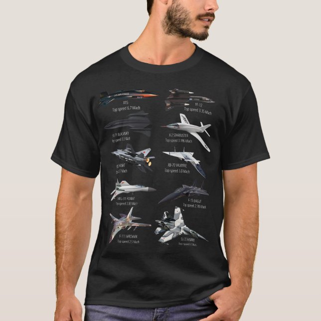 Military_s Fastest Jet Fighters Aircraft Plane of  T-Shirt (Front)