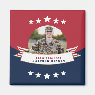 Military Service Photo Red White Blue Magnet