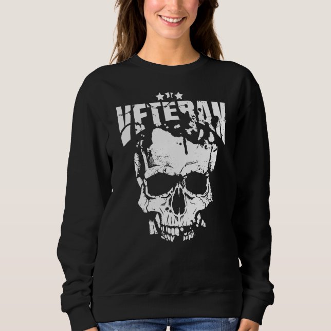 Military Skull Veteran Distressed Sweatshirt (Front)
