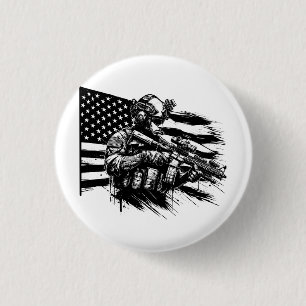 Military Soldier American USA Flag Patriotic Art 3 Cm Round Badge