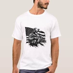Military Soldier American USA Flag Patriotic Art  T-Shirt