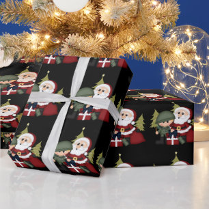 Military Soldier and Santa Claus Christmas Custom Wrapping Paper