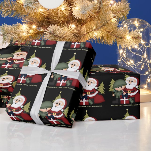 Military Soldier and Santa Claus Christmas Custom Wrapping Paper (Holidays)