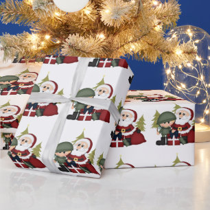 Military Soldier and Santa Claus Christmas Custom Wrapping Paper