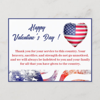 Military Soldier Army Valentines Day Holiday Postcard