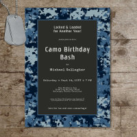 Military Soldier Blue Camouflage Birthday