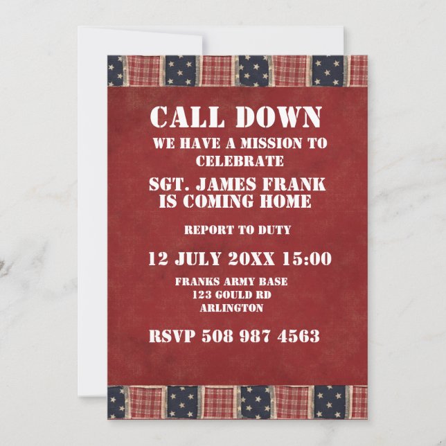 military soldier coming home invitation (Front)