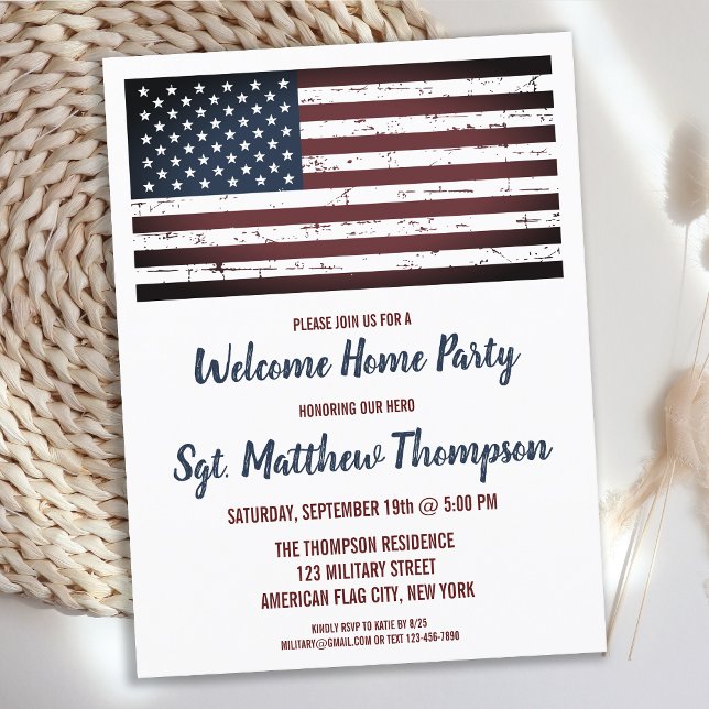 Military Soldier Homecoming Patriotic America Flag Announcement Postcard (Creator Uploaded)