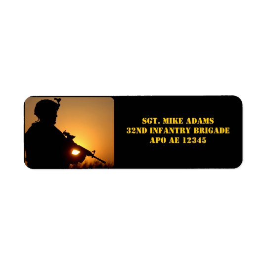 Military Soldier With Rifle At Sunset Return Address Label
