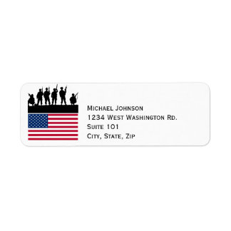 Military Soldiers Patriotic USA American Flag Army Return Address Label
