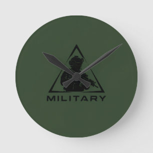 Military spec ops green design round clock