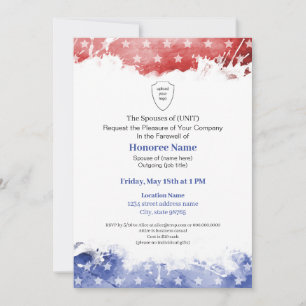 Military Spouse Farewell Patriotic Red Blue Invitation