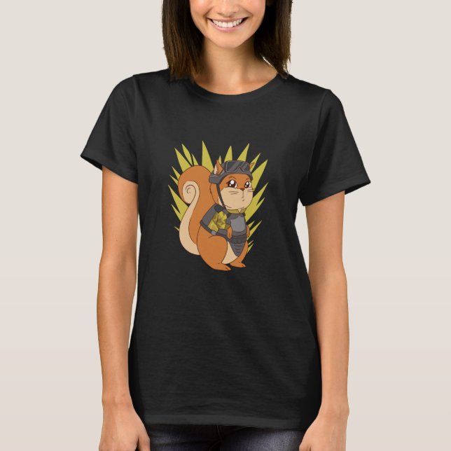 Military Squirrel Cute Animals T-Shirt (Front)