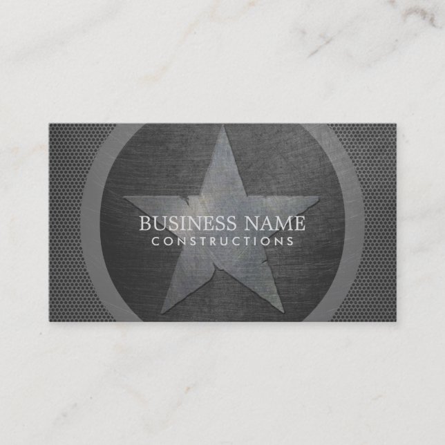 Military Star Grunge Metal Professional Business Card (Front)