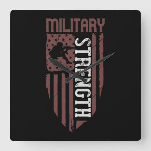Military Stength Square Wall Clock