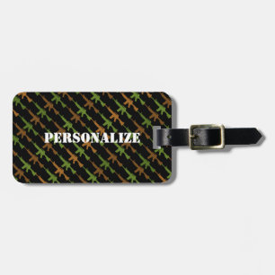 Military Style Gun Camouflage GI Rifle Cool Black  Luggage Tag