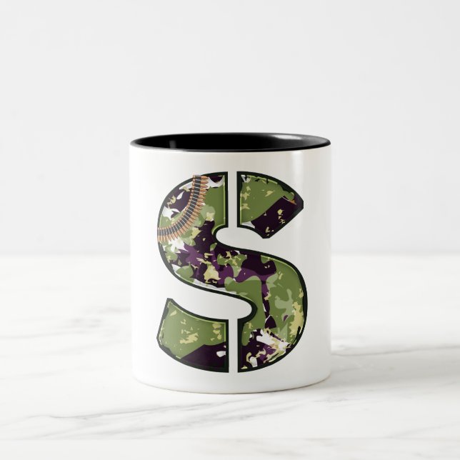 Military Style Letter Of S Two-Tone Coffee Mug (Center)